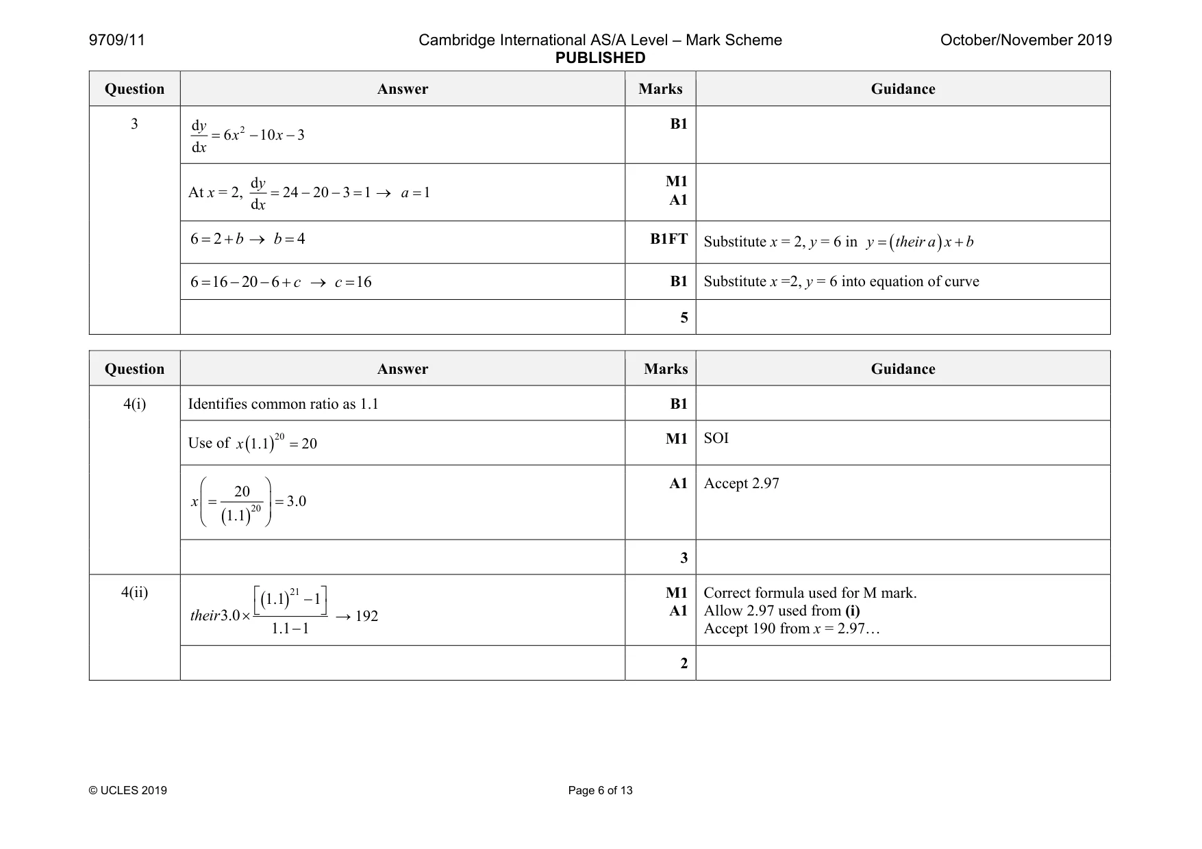 Mark scheme, page 6 of 13