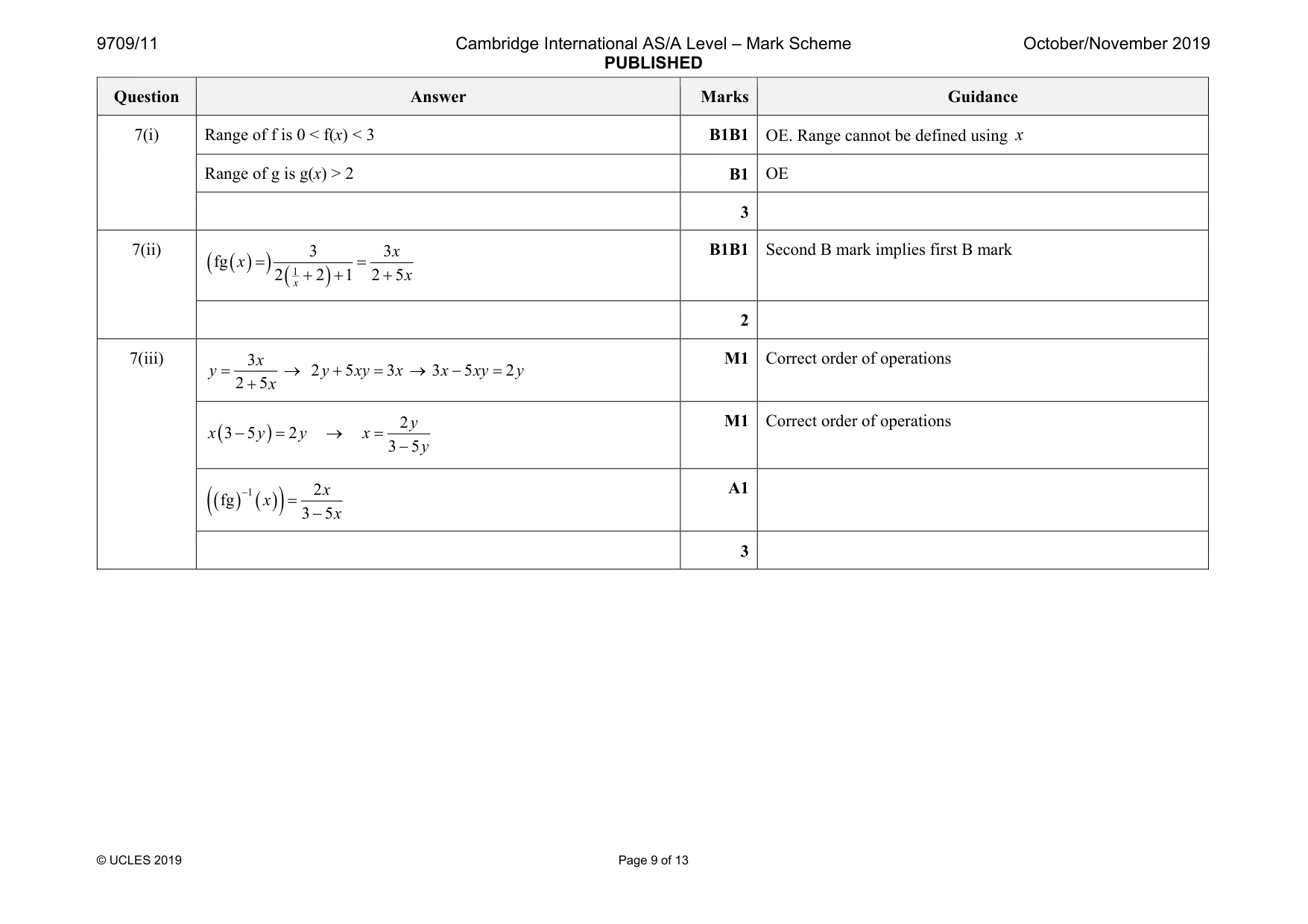 Mark scheme, page 9 of 13