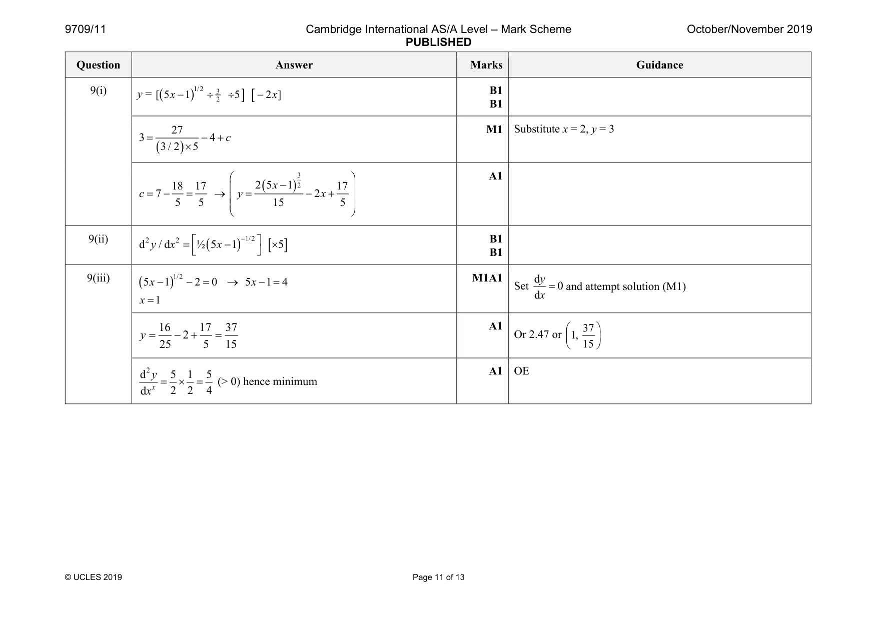 Mark scheme, page 11 of 13