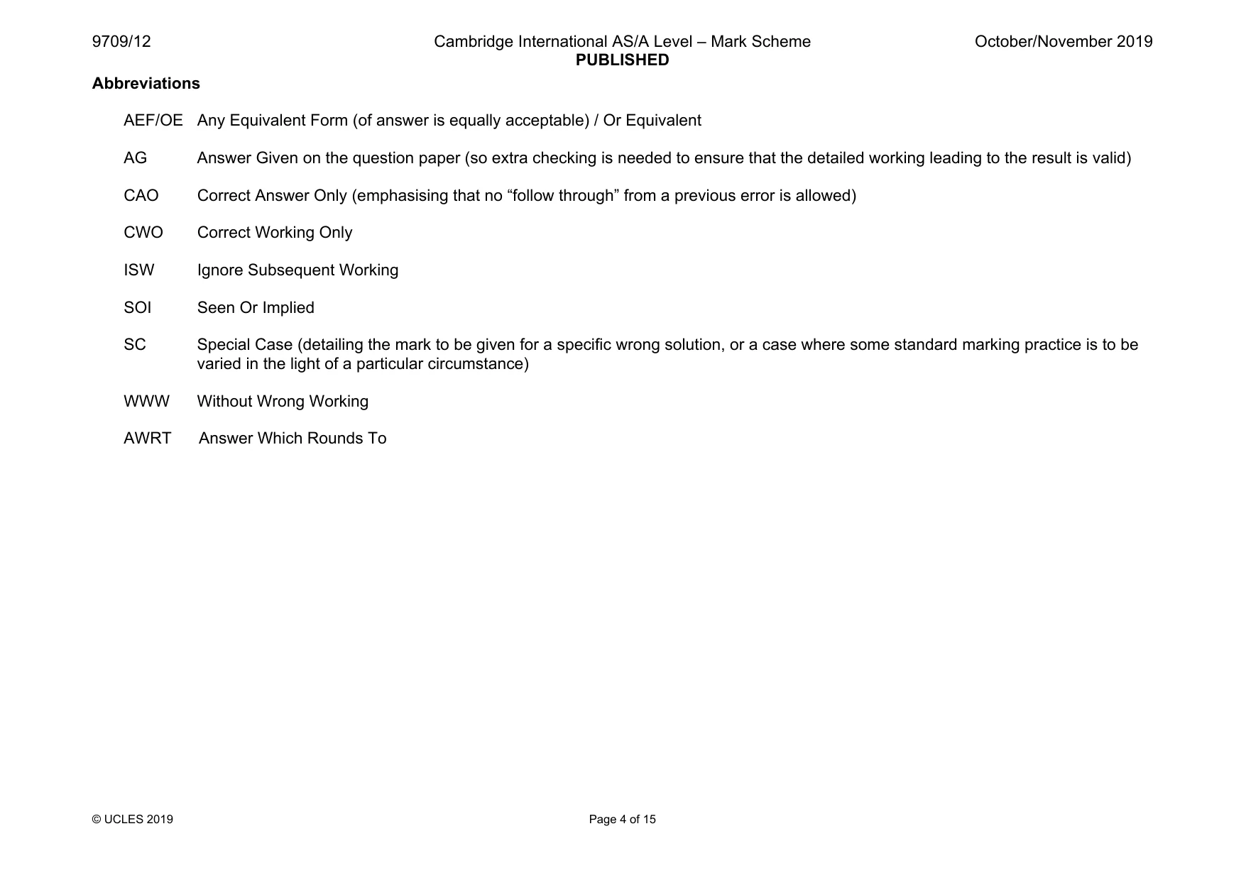 Mark scheme, page 4 of 15