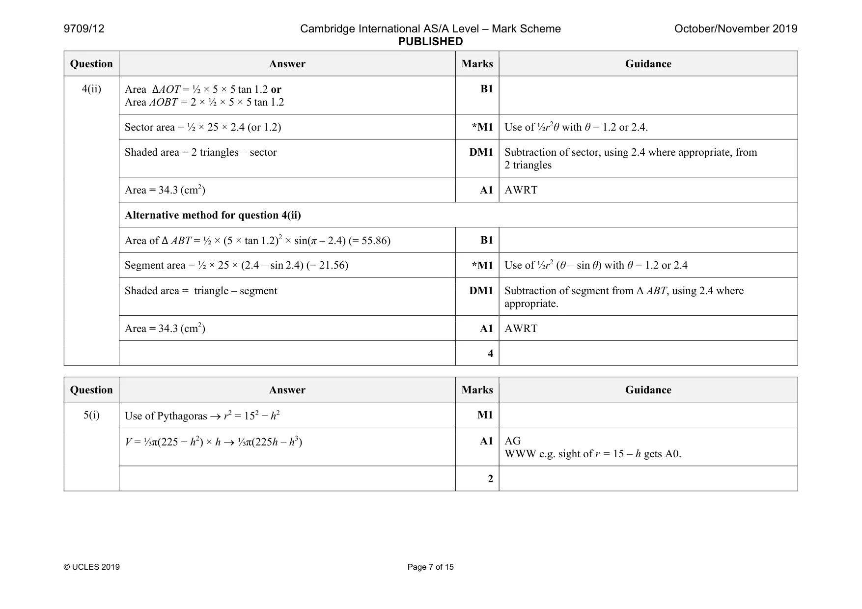 Mark scheme, page 7 of 15