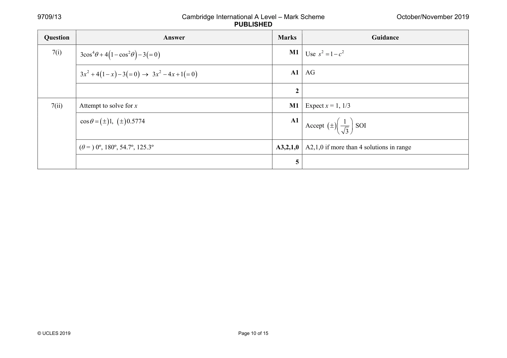 Mark scheme, page 10 of 15