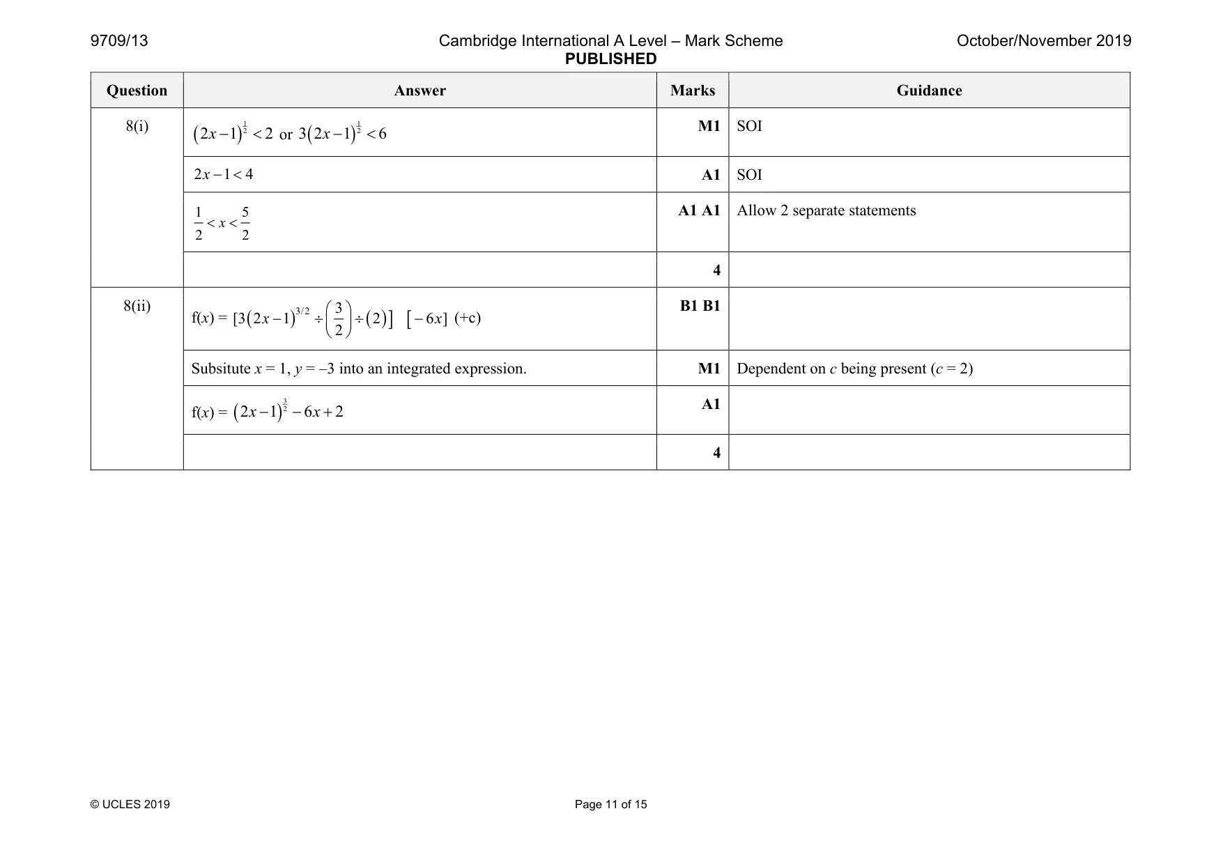 Mark scheme, page 11 of 15