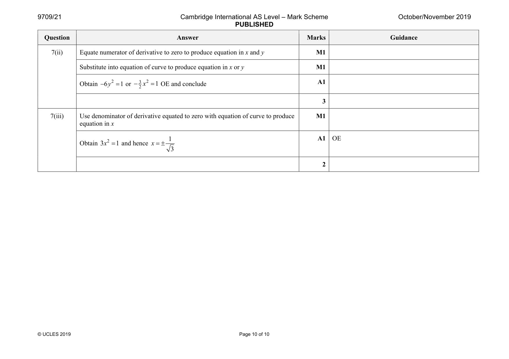 Mark scheme, page 10 of 10