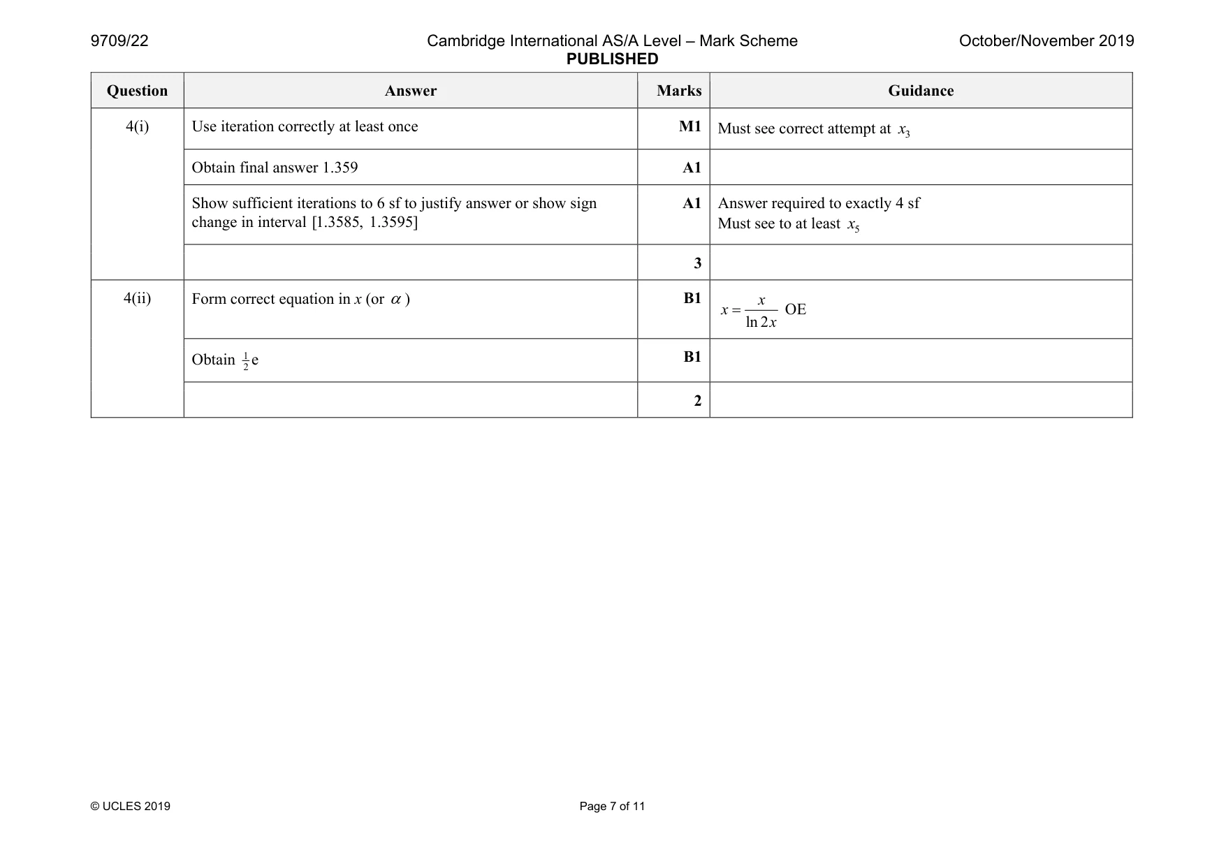 Mark scheme, page 7 of 11