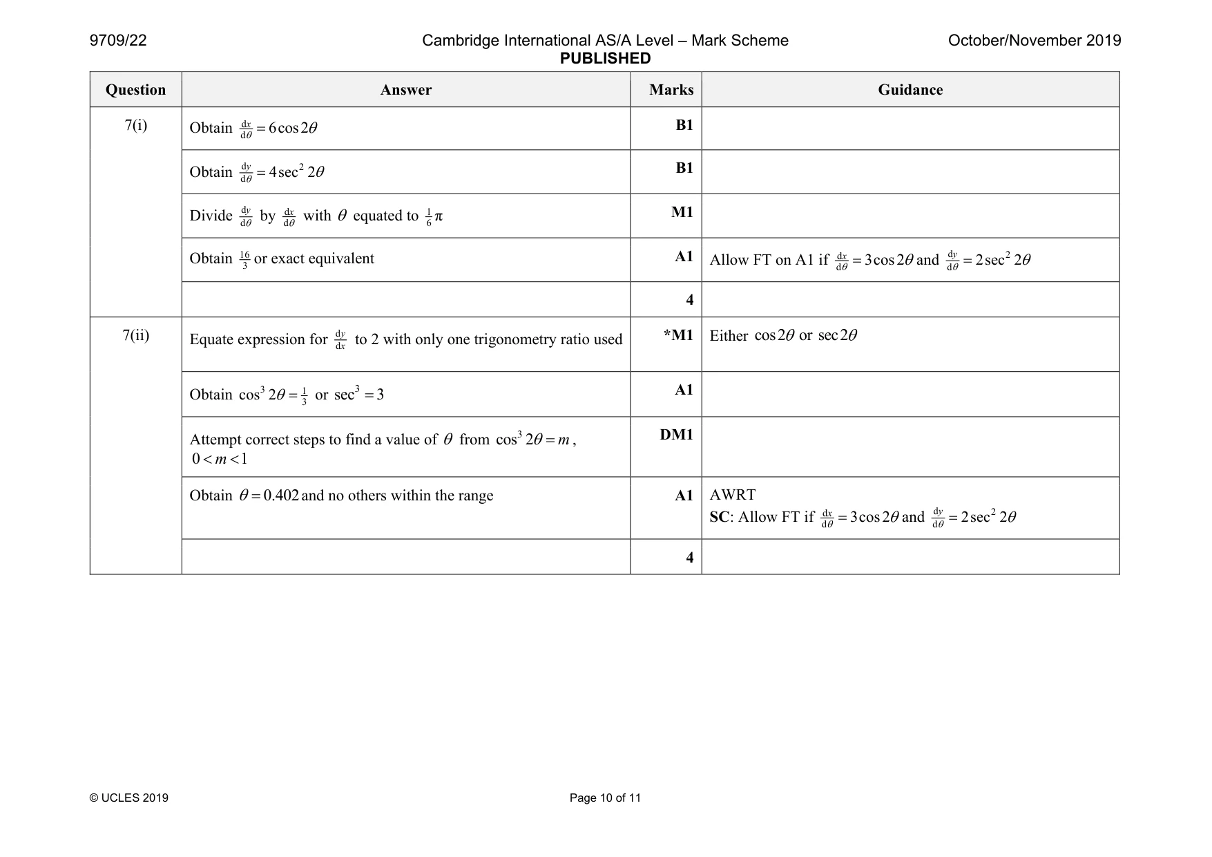Mark scheme, page 10 of 11