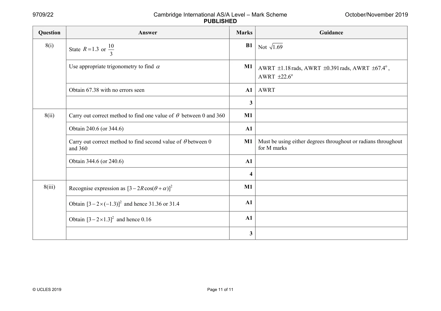 Mark scheme, page 11 of 11