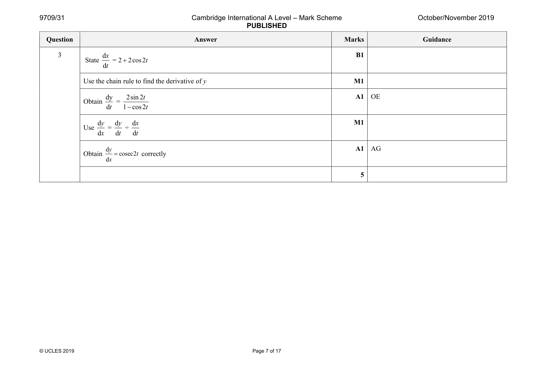 Mark scheme, page 7 of 17