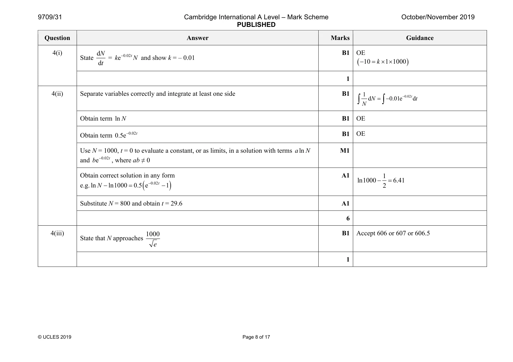 Mark scheme, page 8 of 17