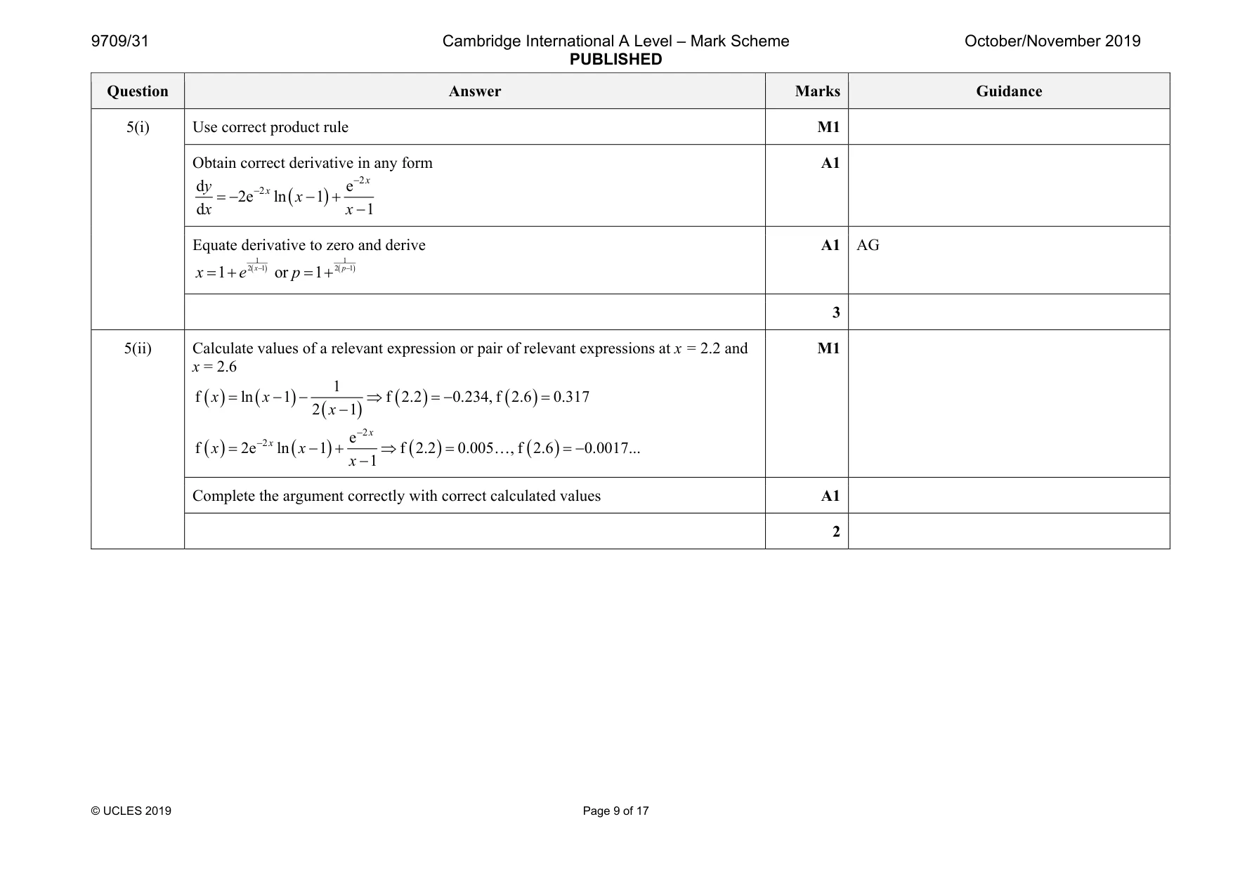 Mark scheme, page 9 of 17