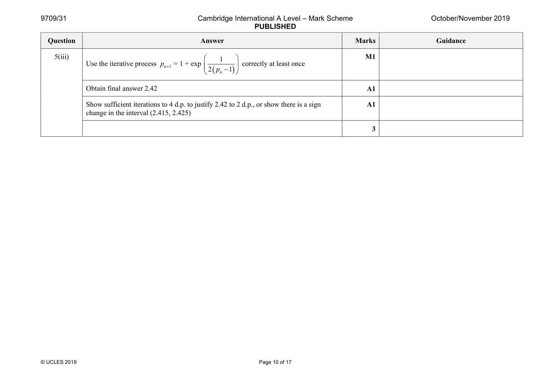 Mark scheme, page 10 of 17