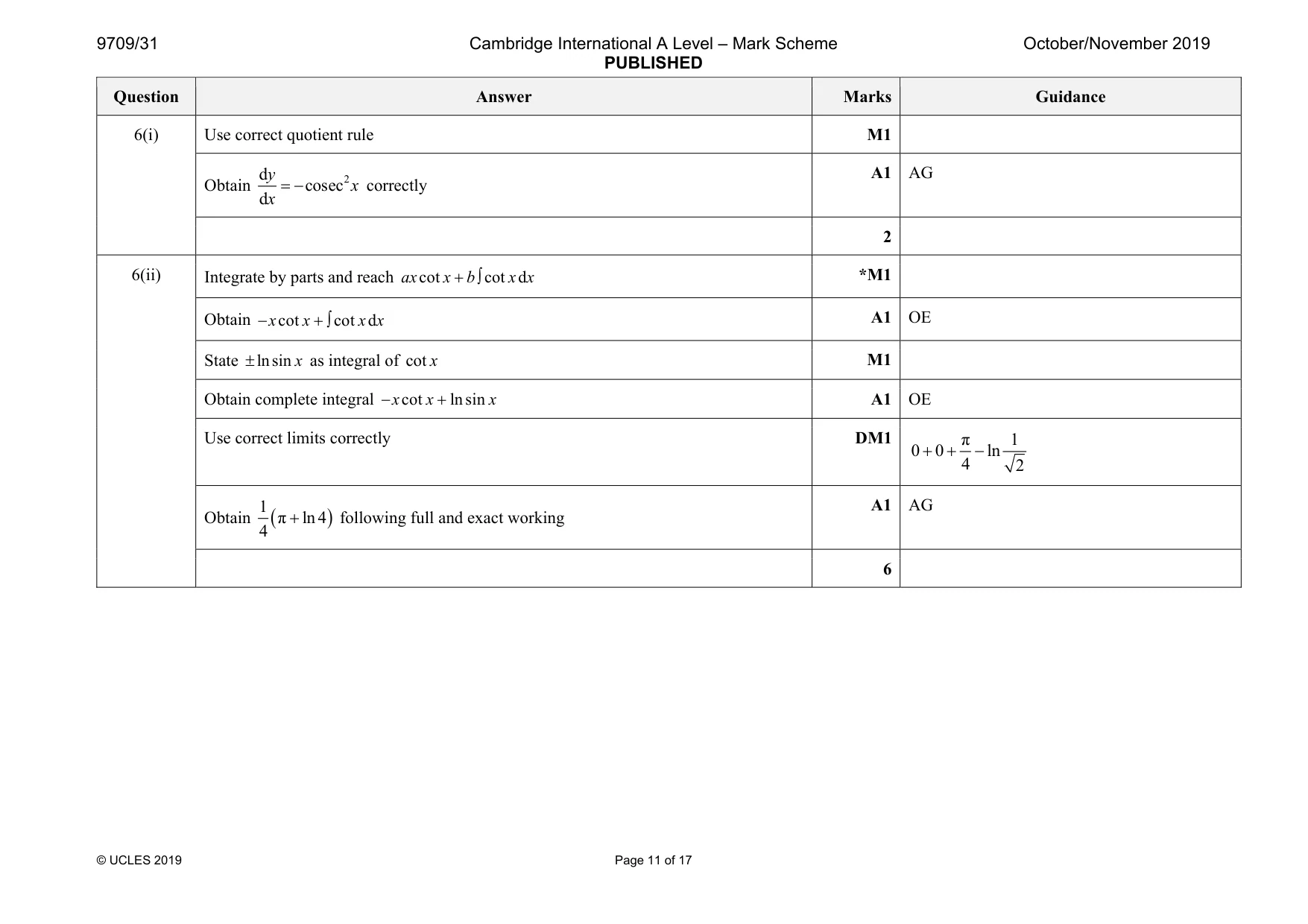 Mark scheme, page 11 of 17