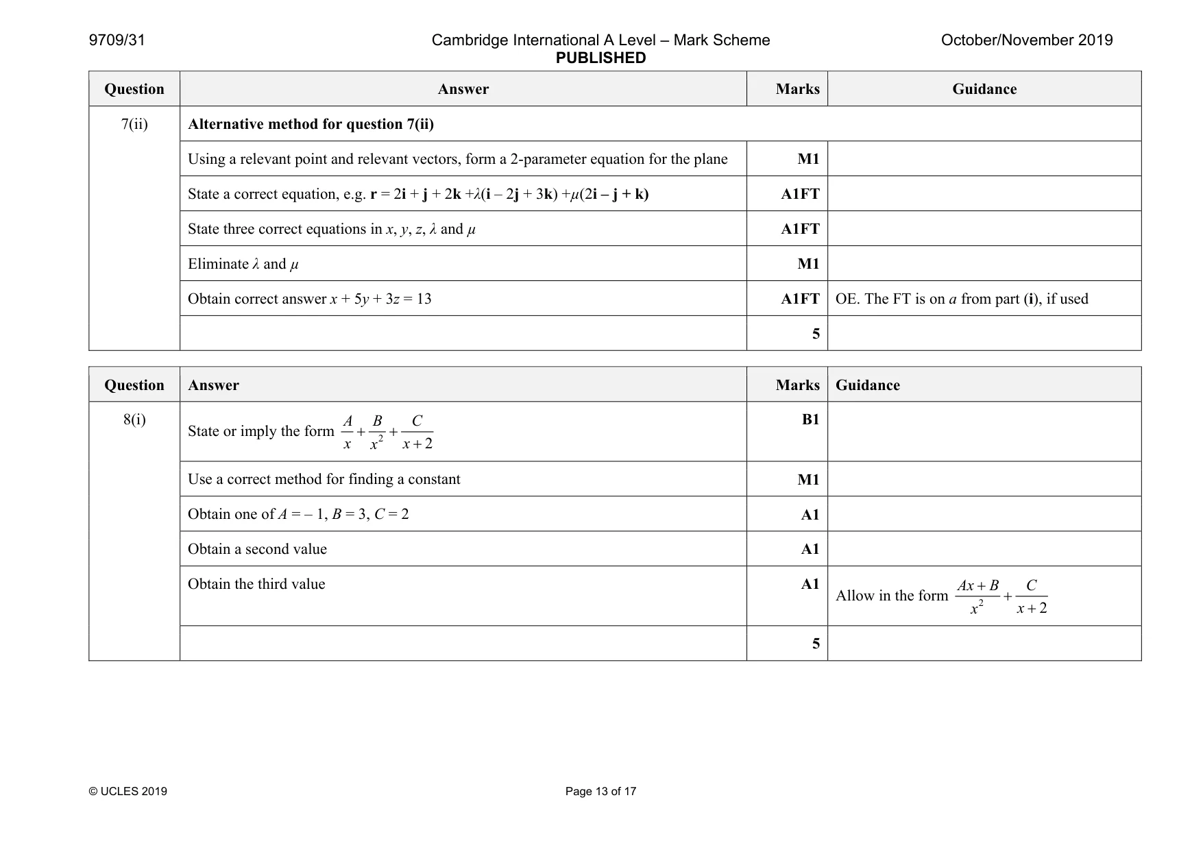 Mark scheme, page 13 of 17