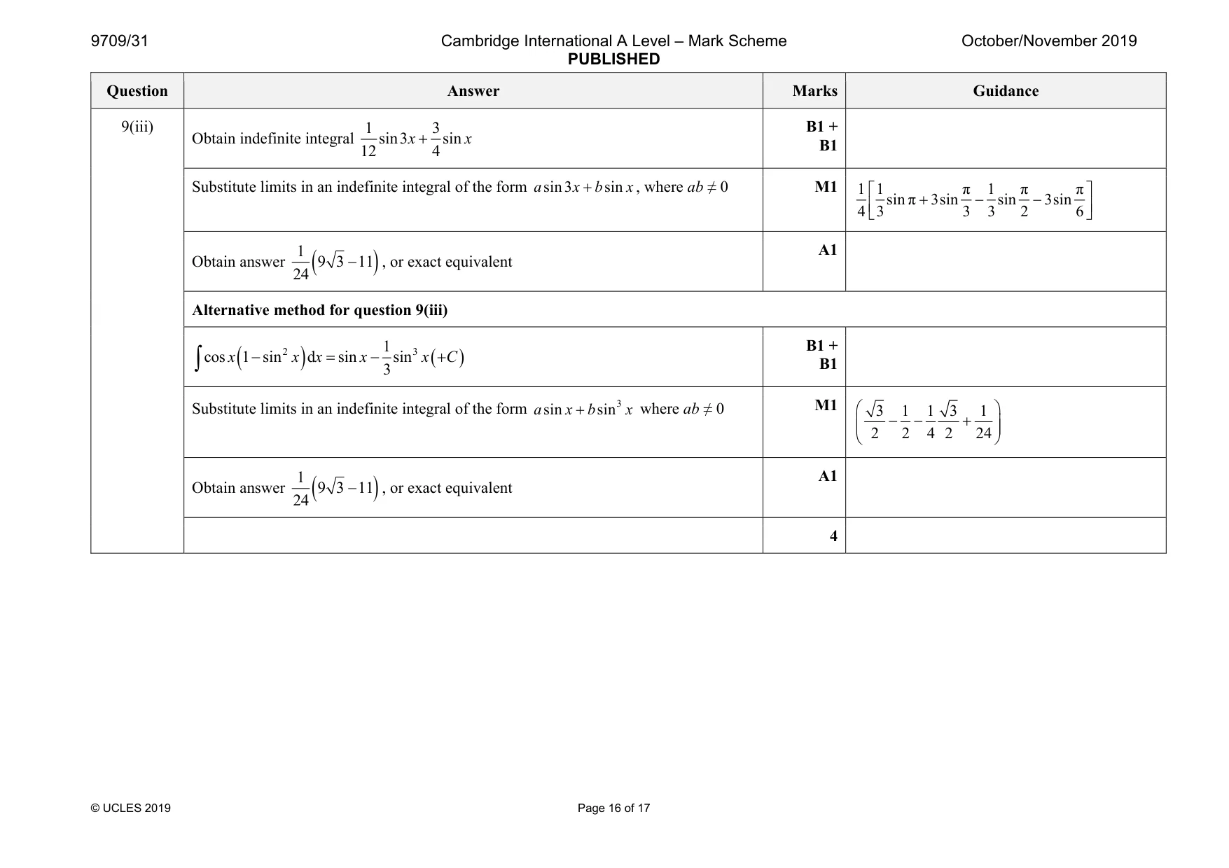 Mark scheme, page 16 of 17