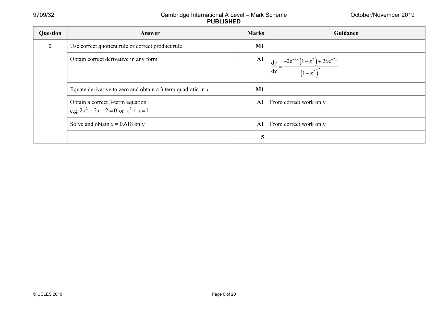 Mark scheme, page 6 of 20