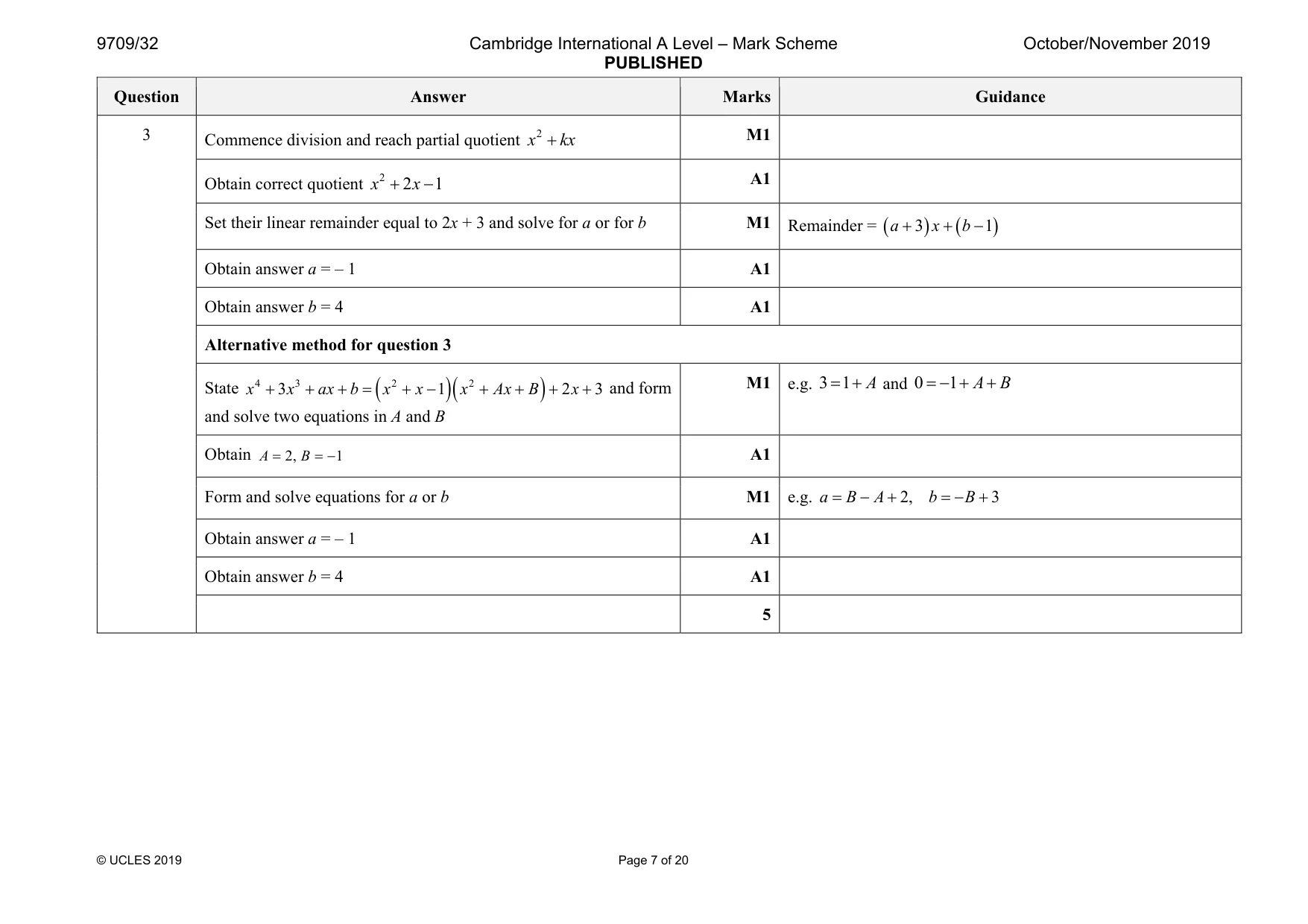 Mark scheme, page 7 of 20