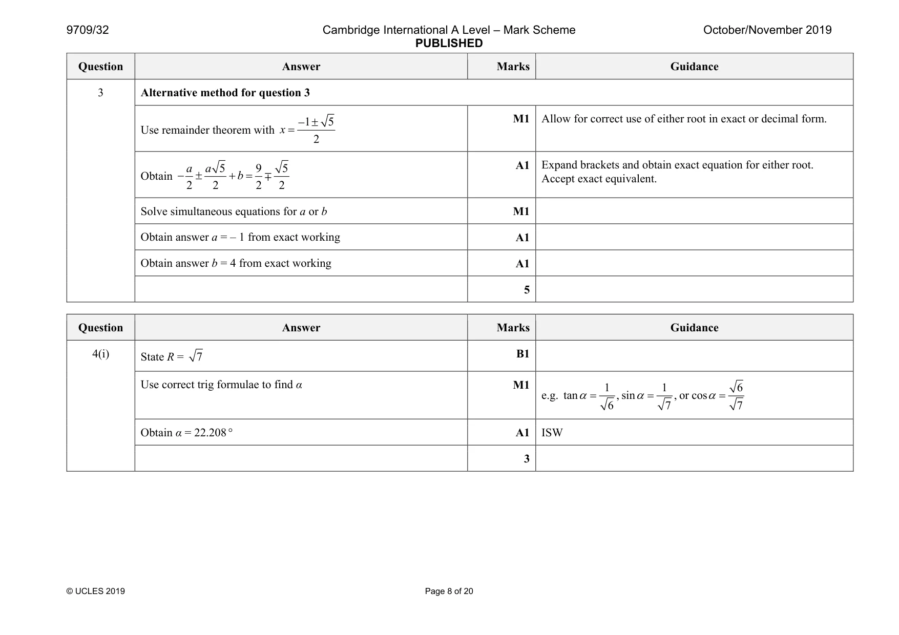 Mark scheme, page 8 of 20
