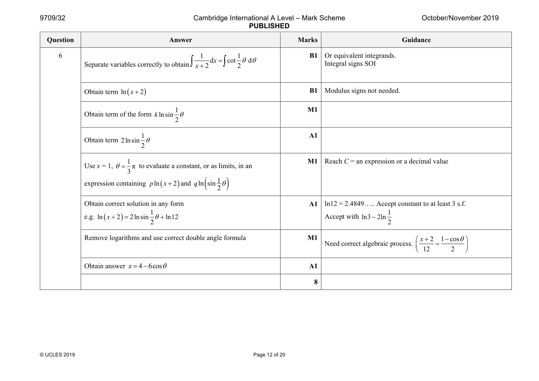 Mark scheme, page 12 of 20