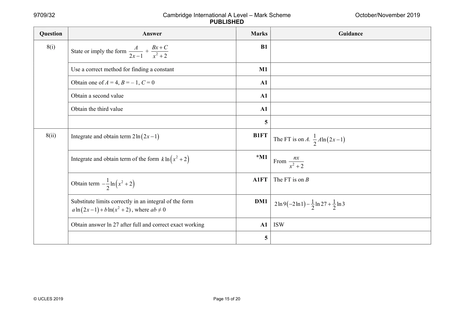 Mark scheme, page 15 of 20