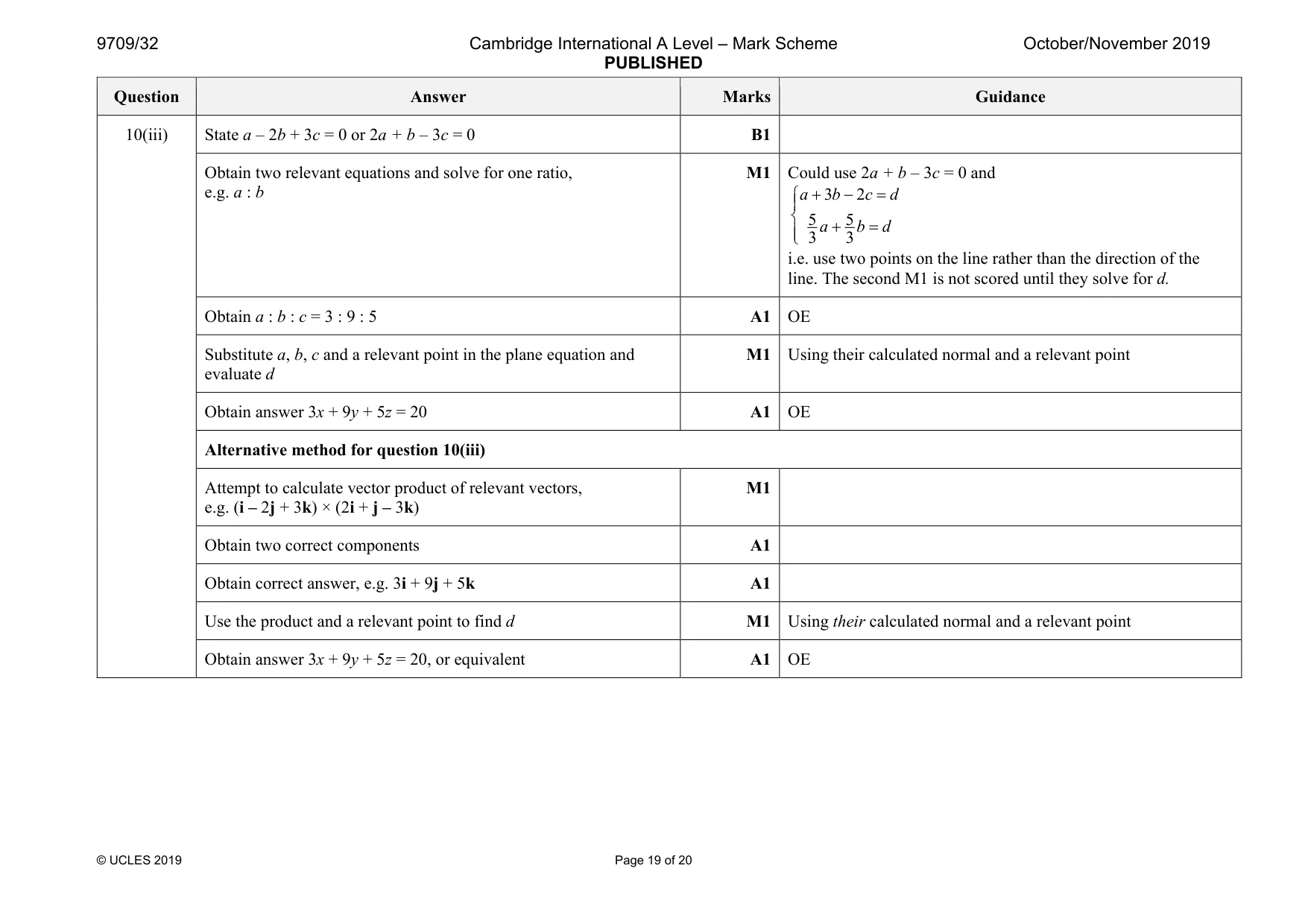 Mark scheme, page 19 of 20