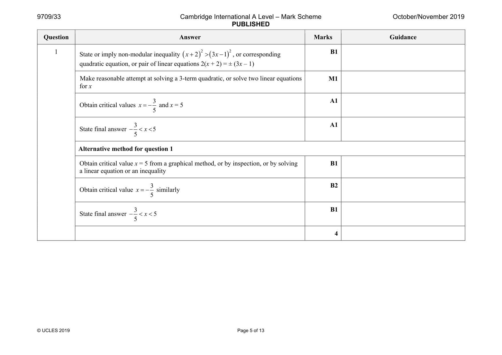 Mark scheme, page 5 of 13