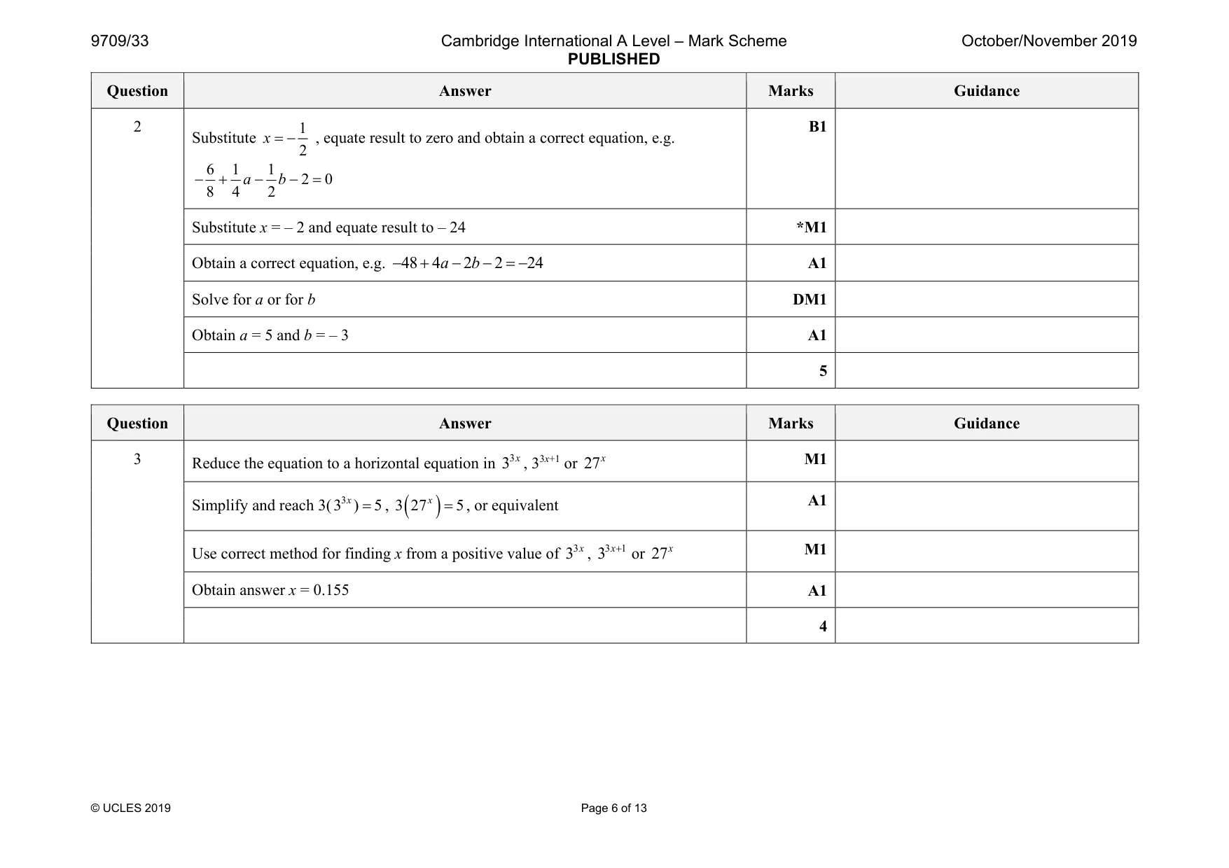 Mark scheme, page 6 of 13