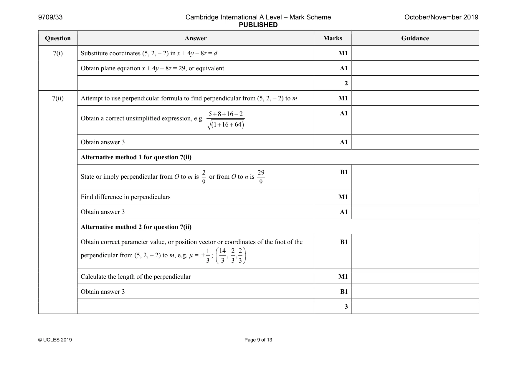 Mark scheme, page 9 of 13