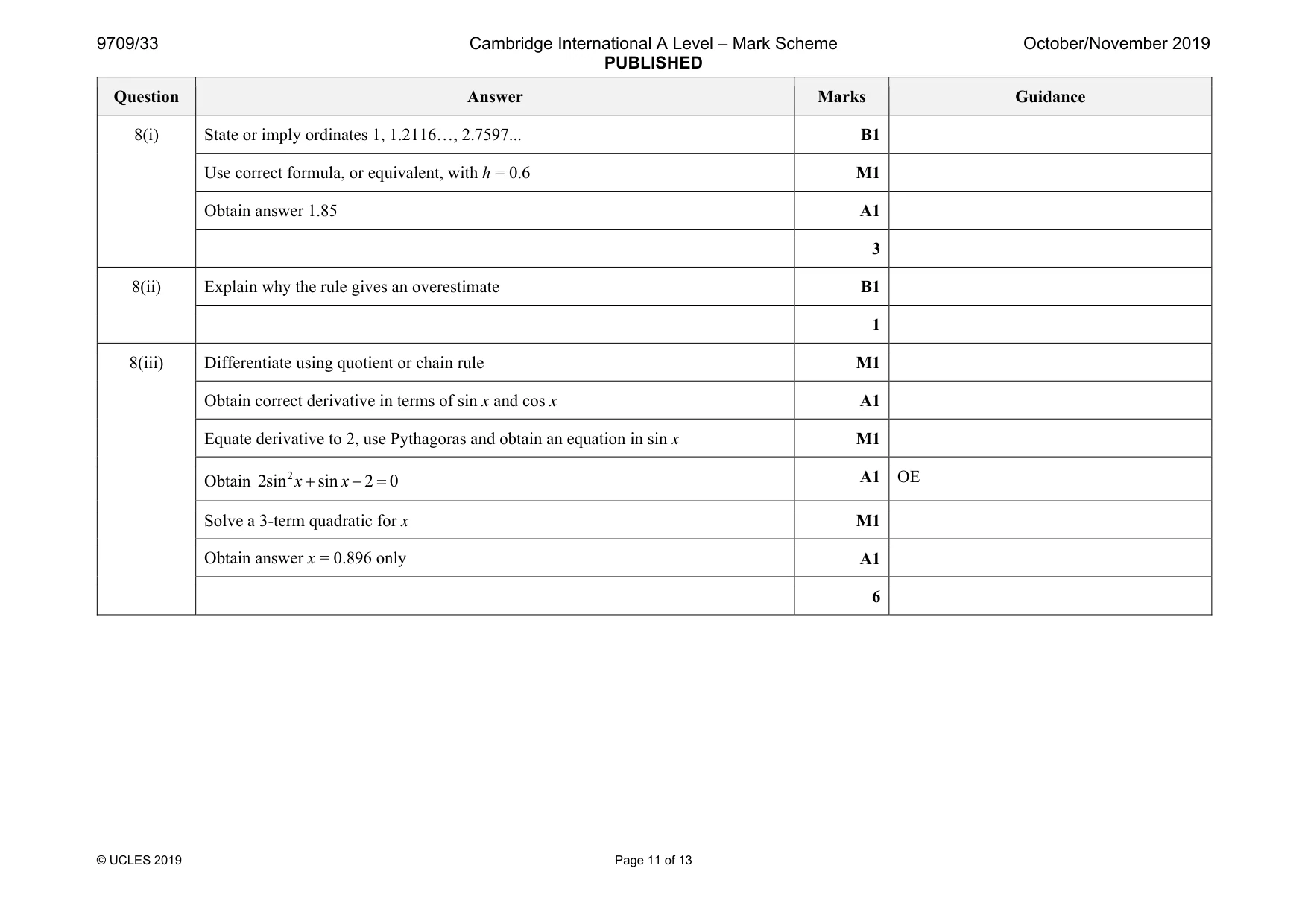 Mark scheme, page 11 of 13