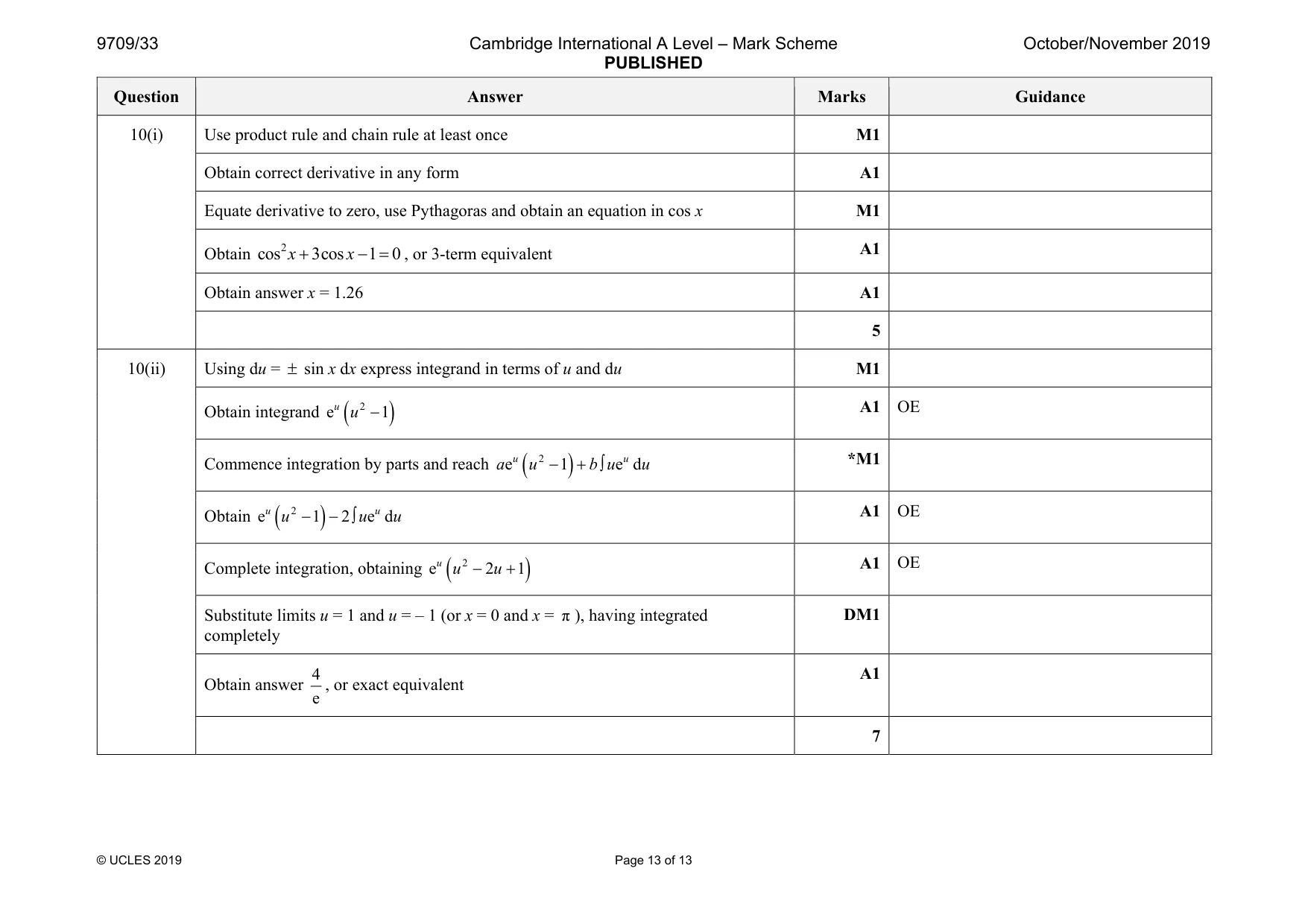 Mark scheme, page 13 of 13