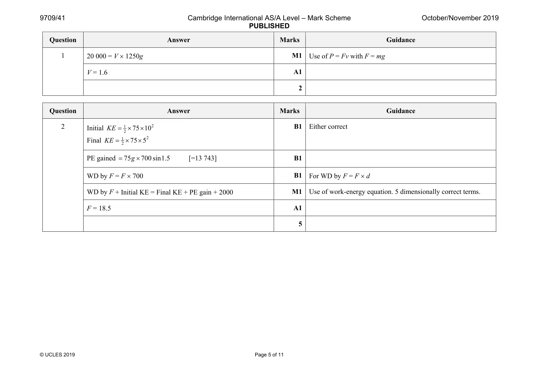 Mark scheme, page 5 of 11