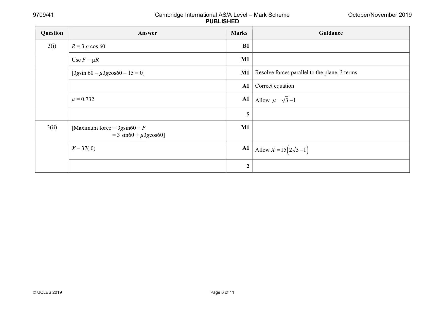 Mark scheme, page 6 of 11