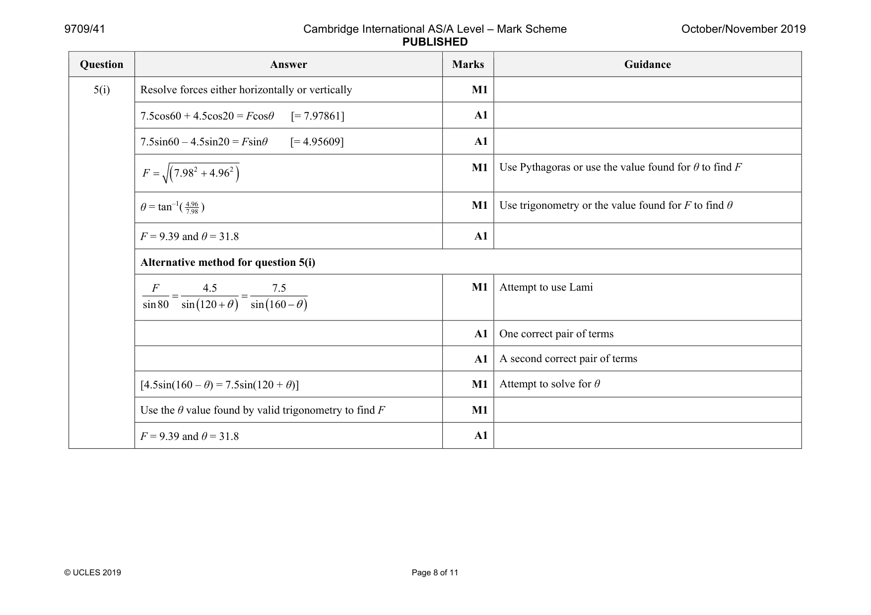 Mark scheme, page 8 of 11