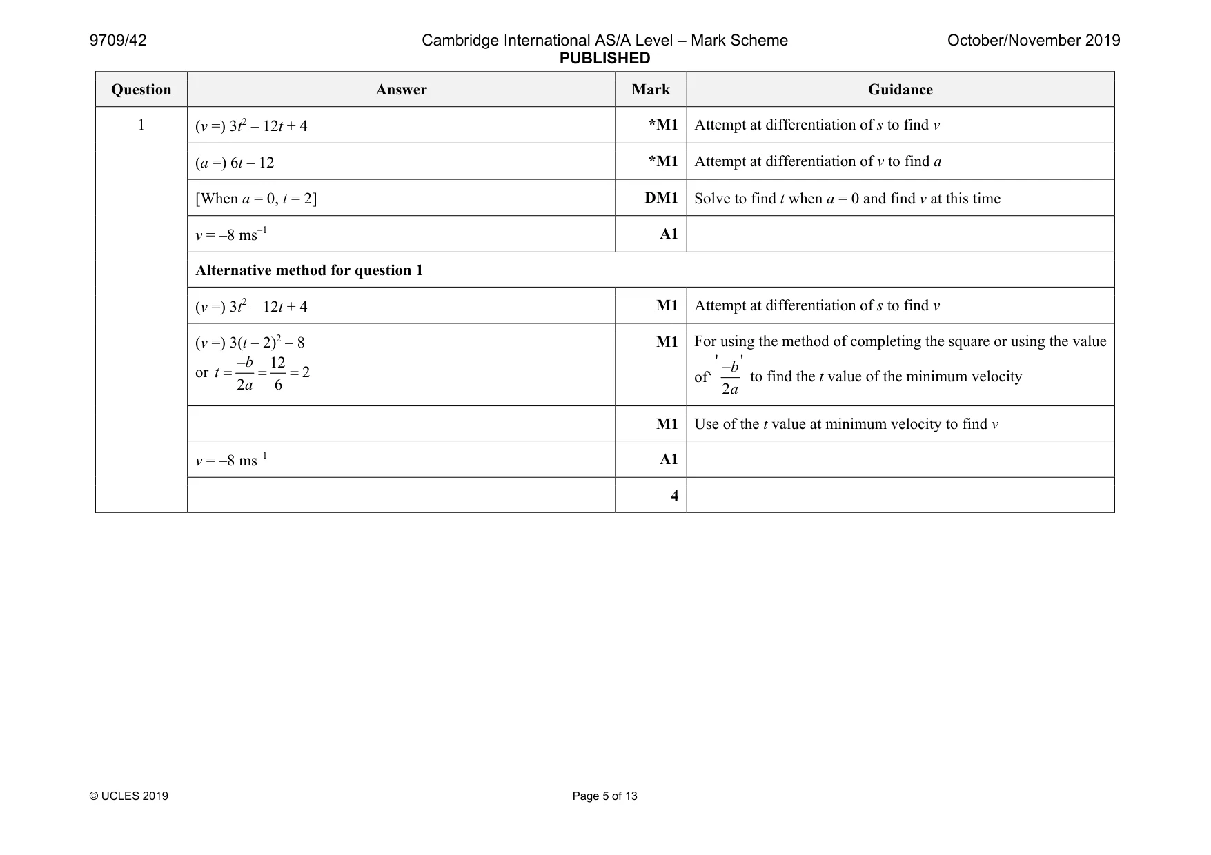 Mark scheme, page 5 of 13