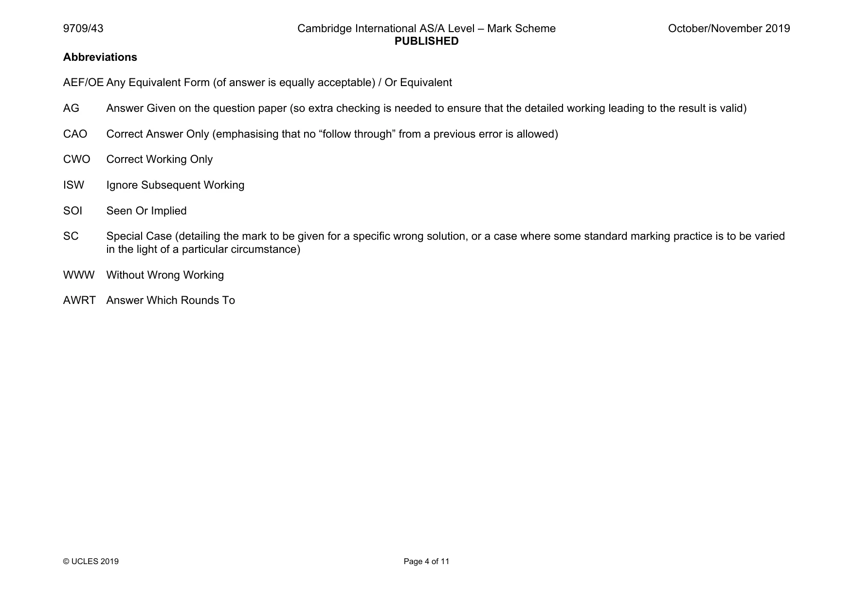 Mark scheme, page 4 of 11
