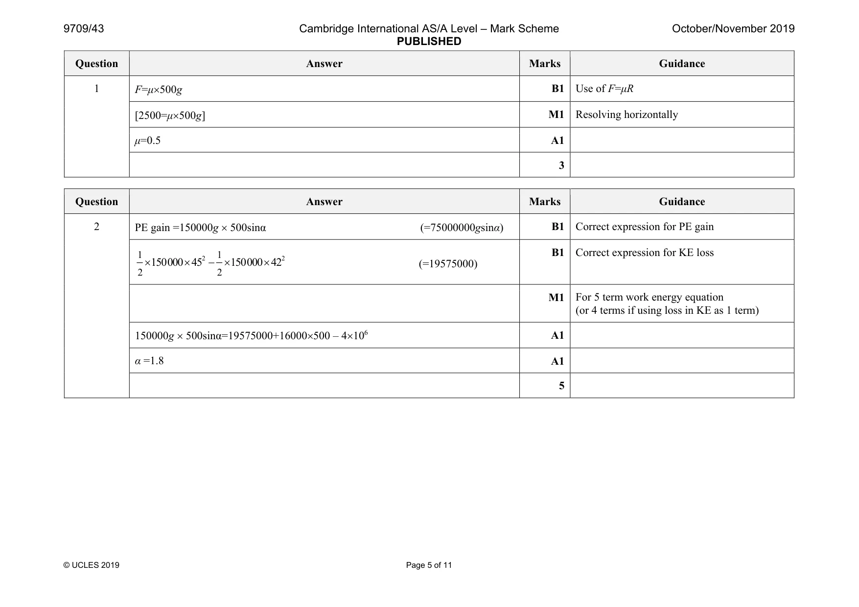 Mark scheme, page 5 of 11