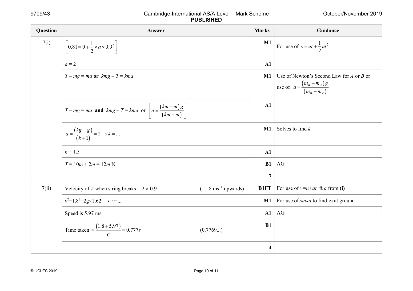 Mark scheme, page 10 of 11