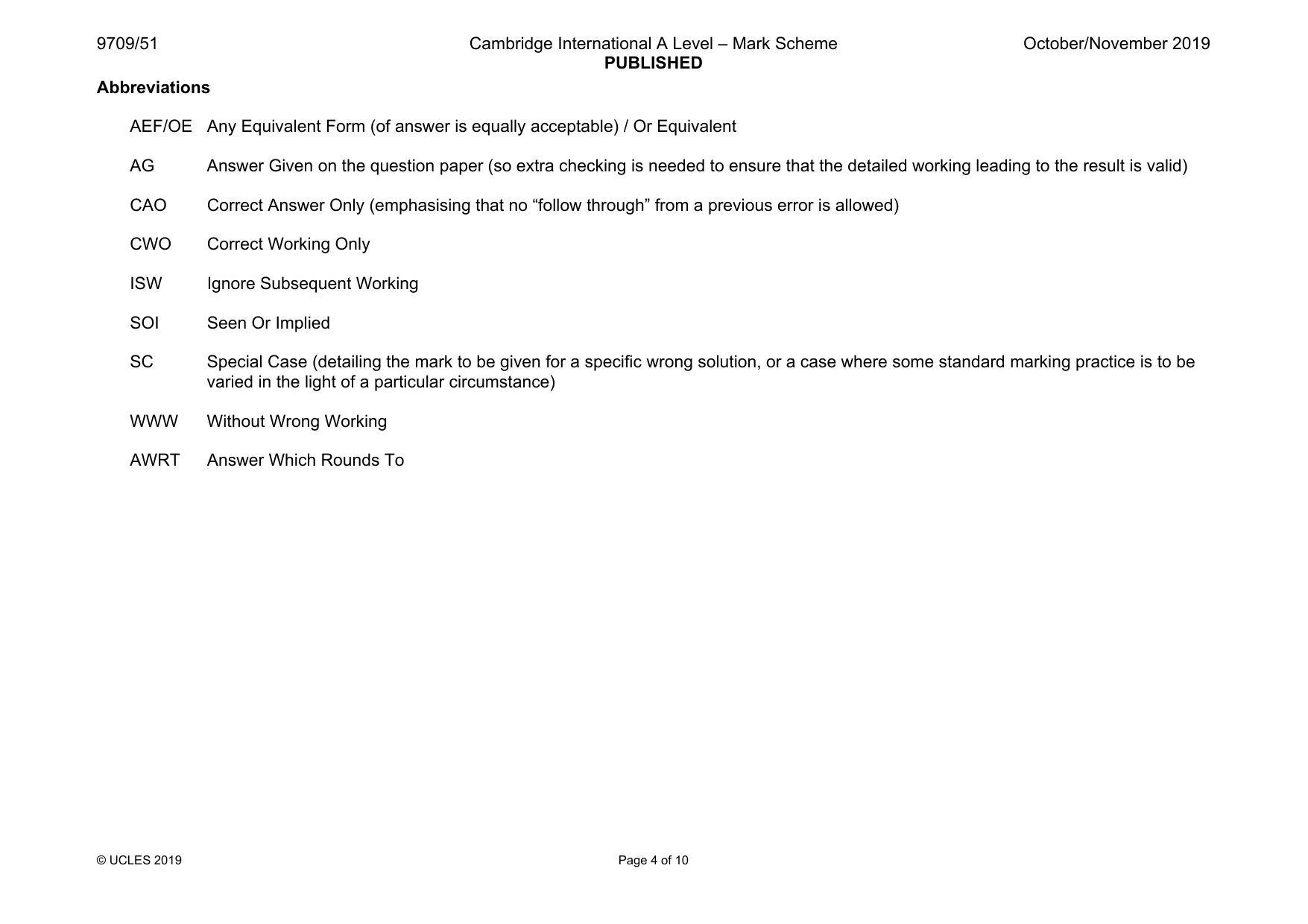 Mark scheme, page 4 of 10