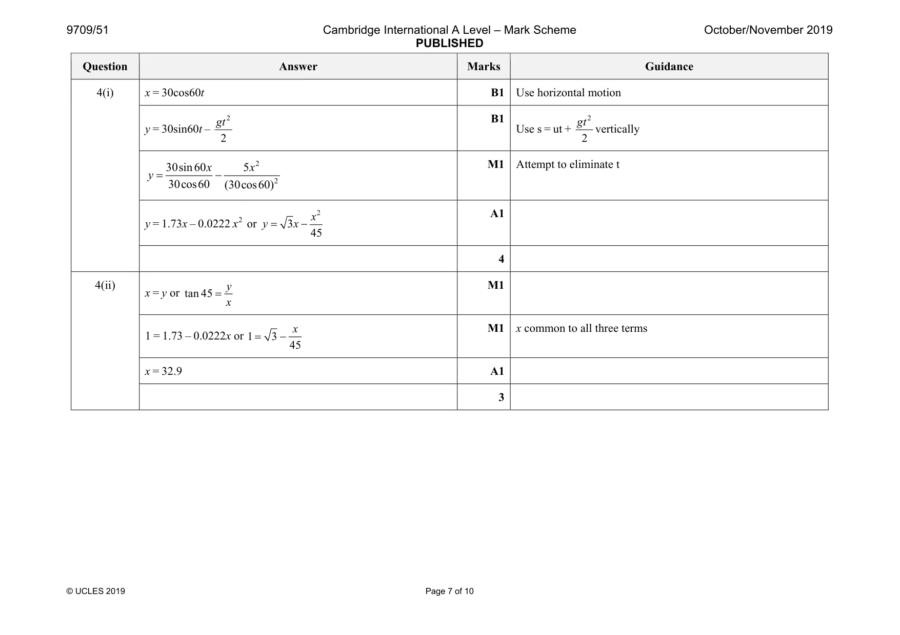 Mark scheme, page 7 of 10
