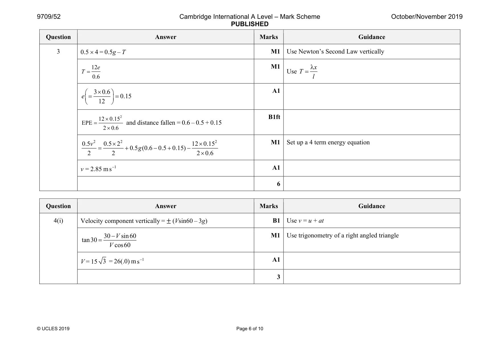 Mark scheme, page 6 of 10