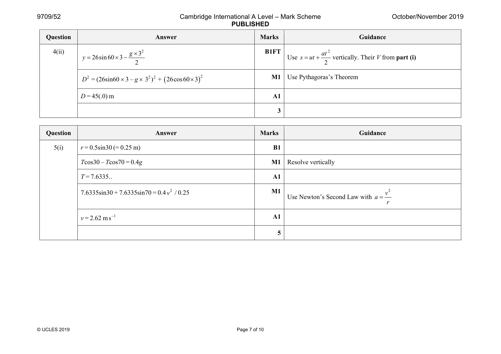 Mark scheme, page 7 of 10