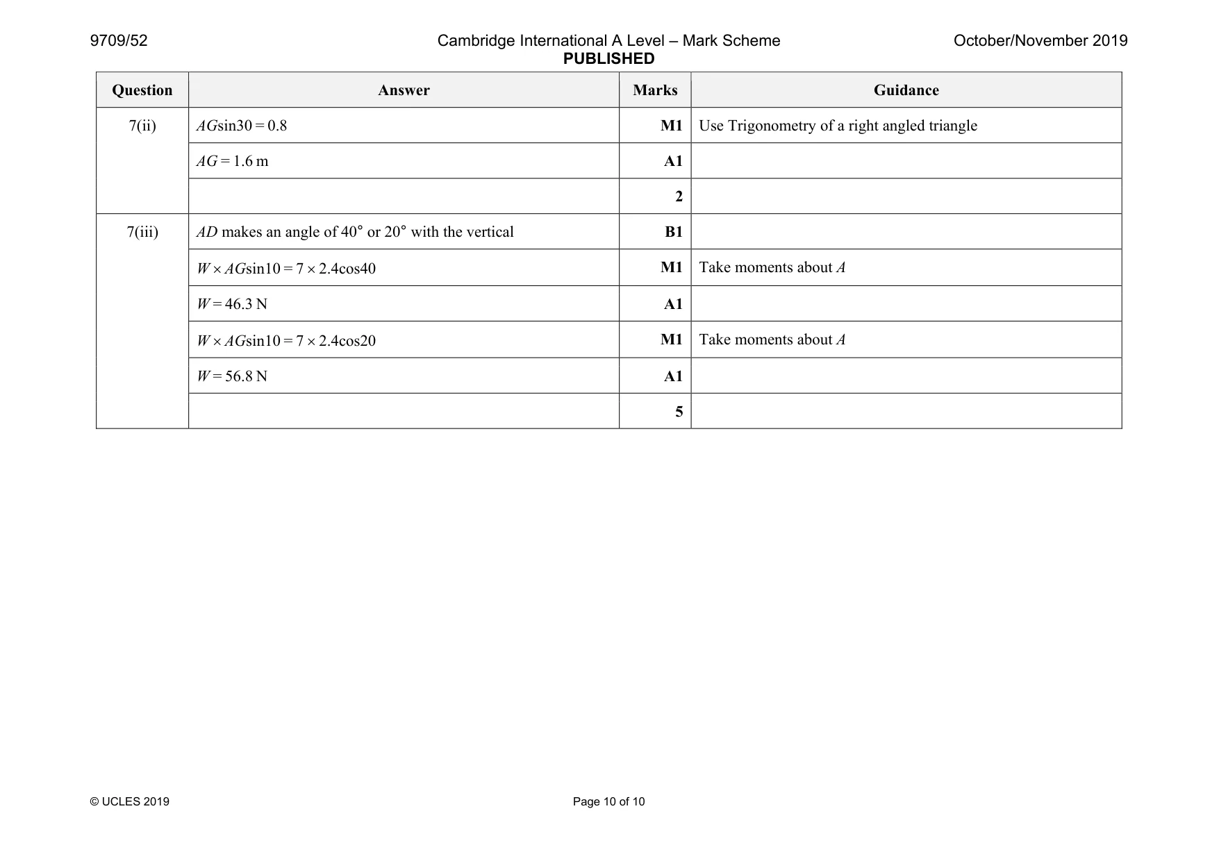 Mark scheme, page 10 of 10