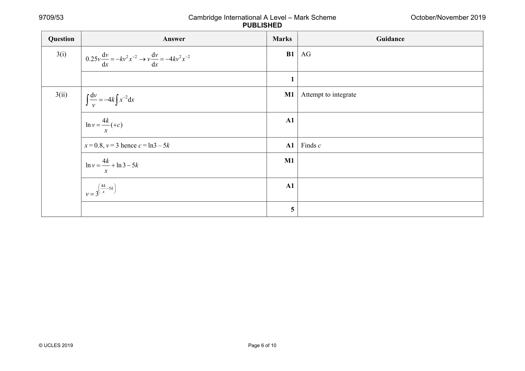 Mark scheme, page 6 of 10