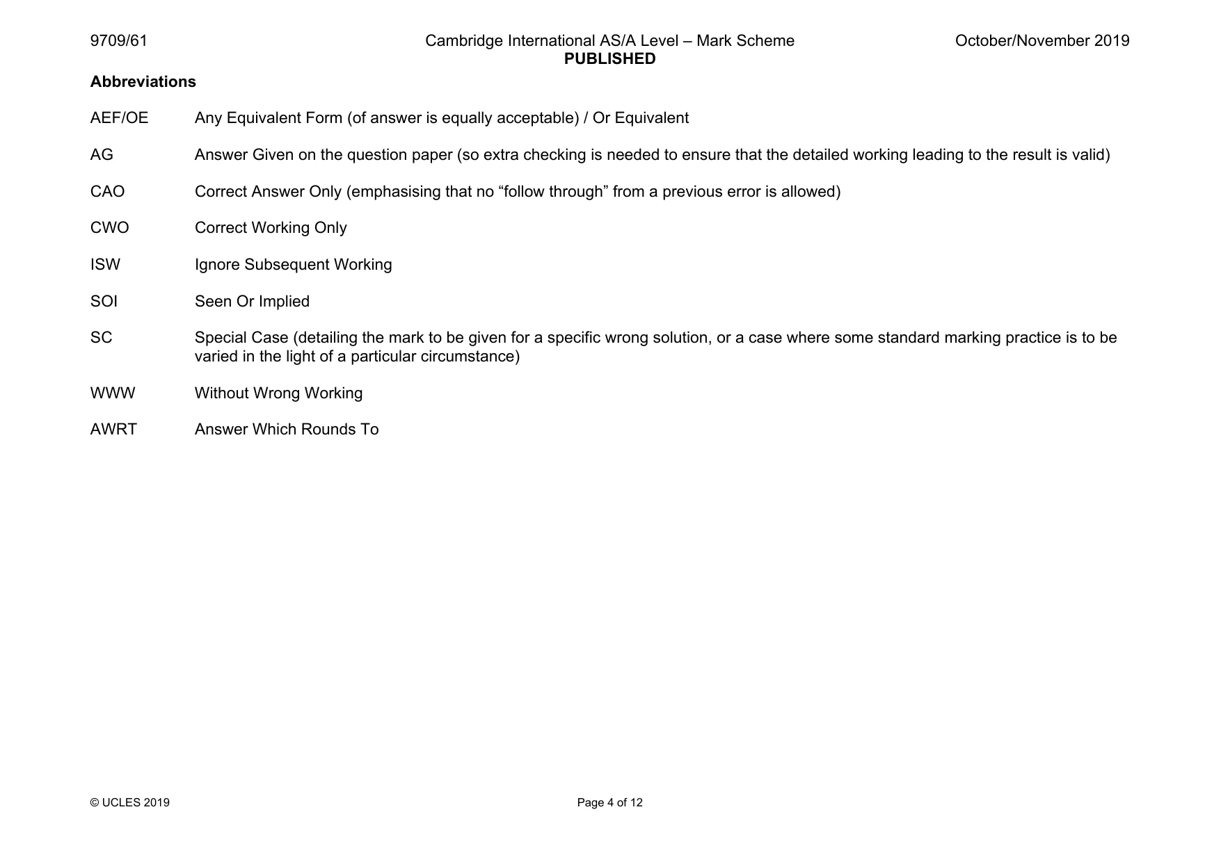 Mark scheme, page 4 of 12