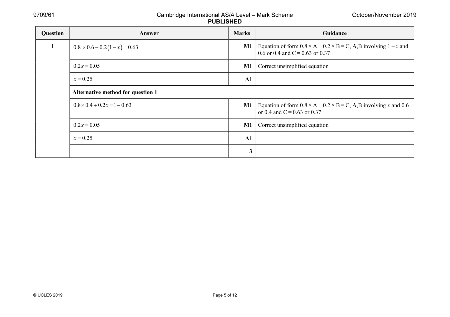 Mark scheme, page 5 of 12