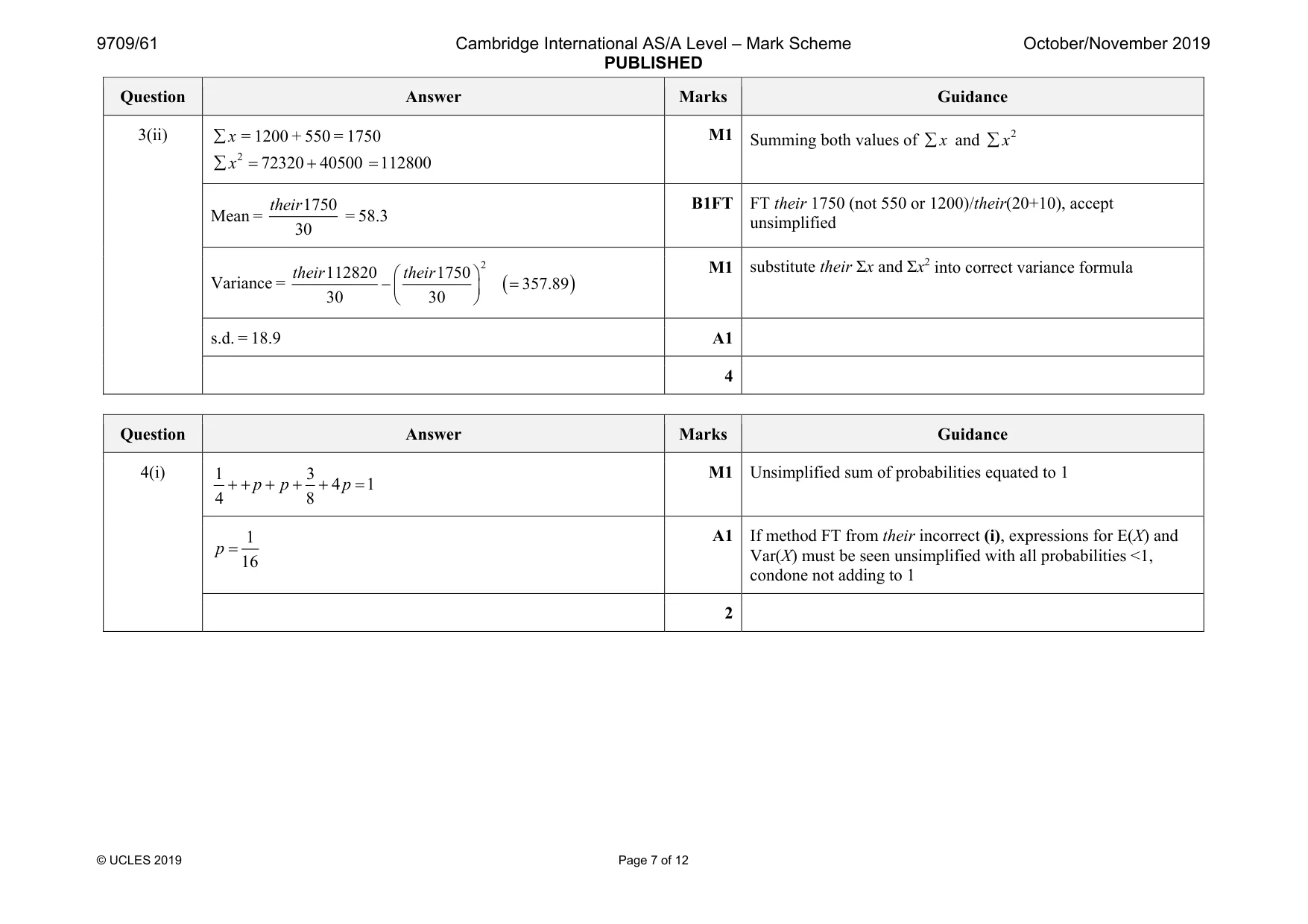Mark scheme, page 7 of 12