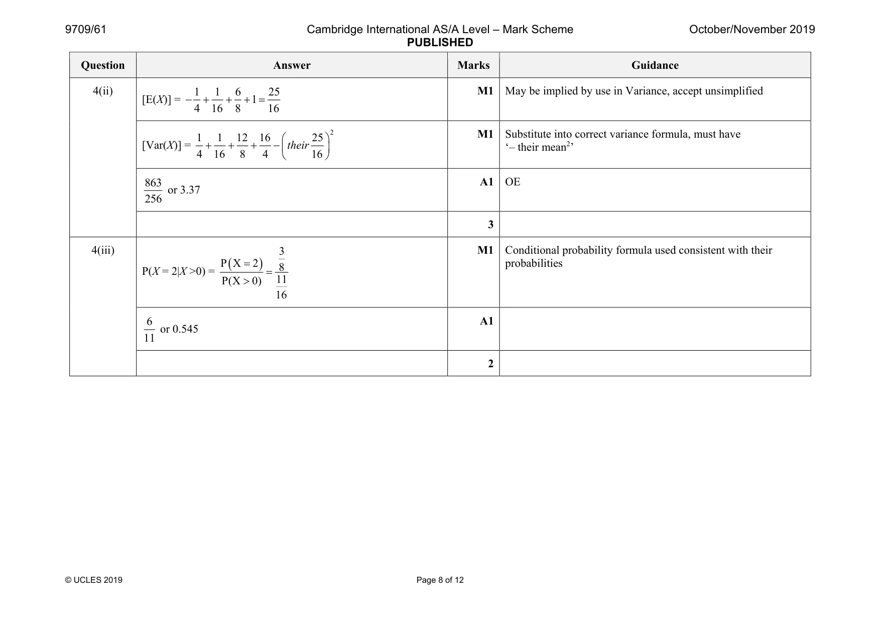 Mark scheme, page 8 of 12