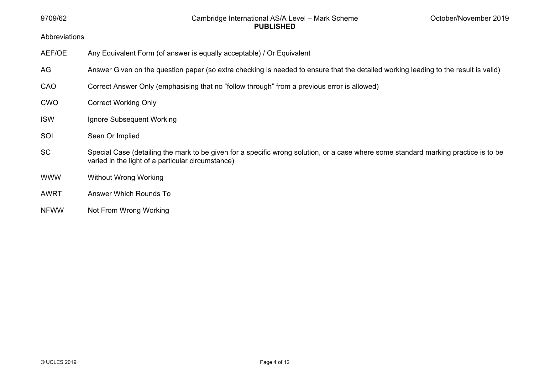 Mark scheme, page 4 of 12
