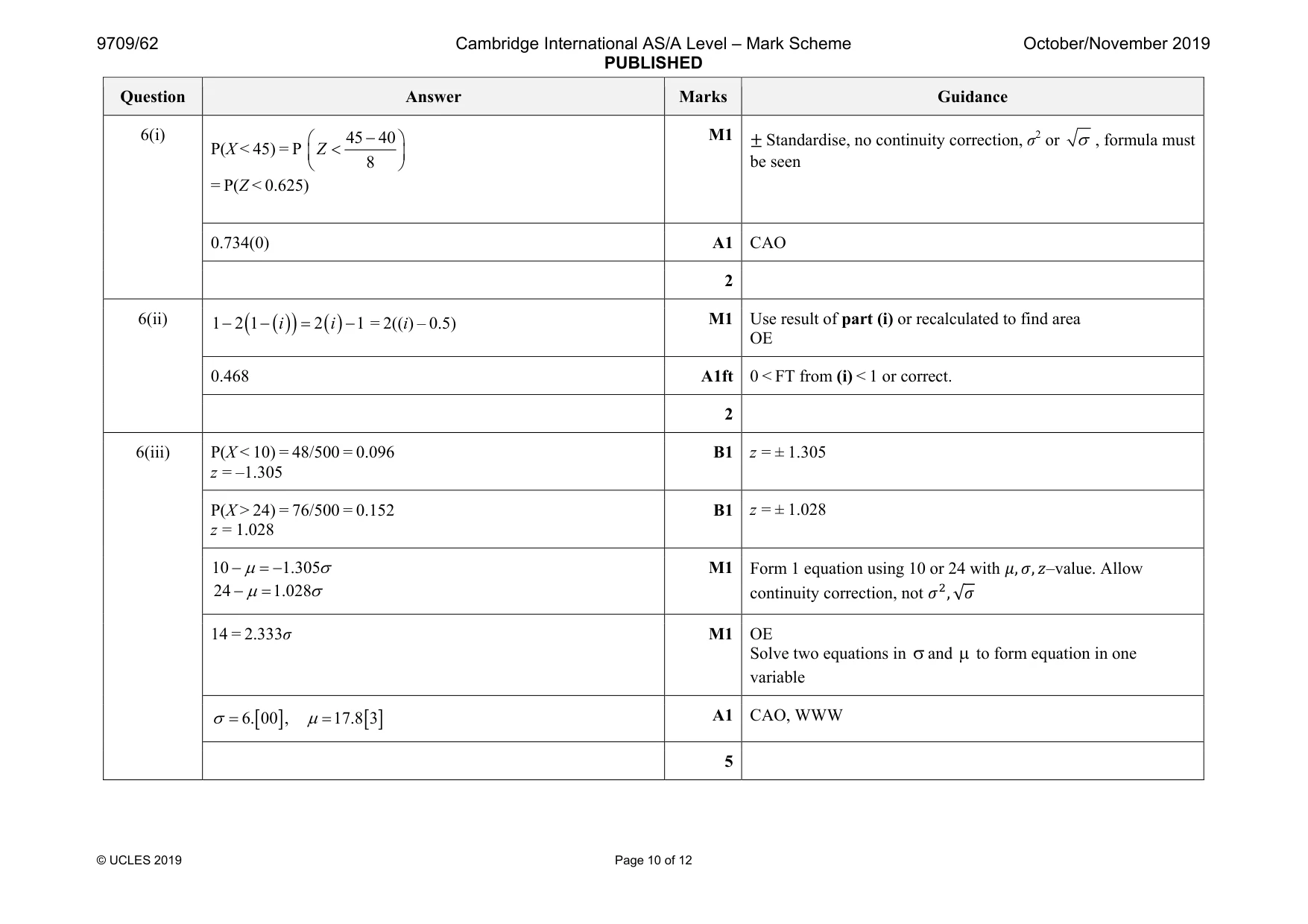 Mark scheme, page 10 of 12