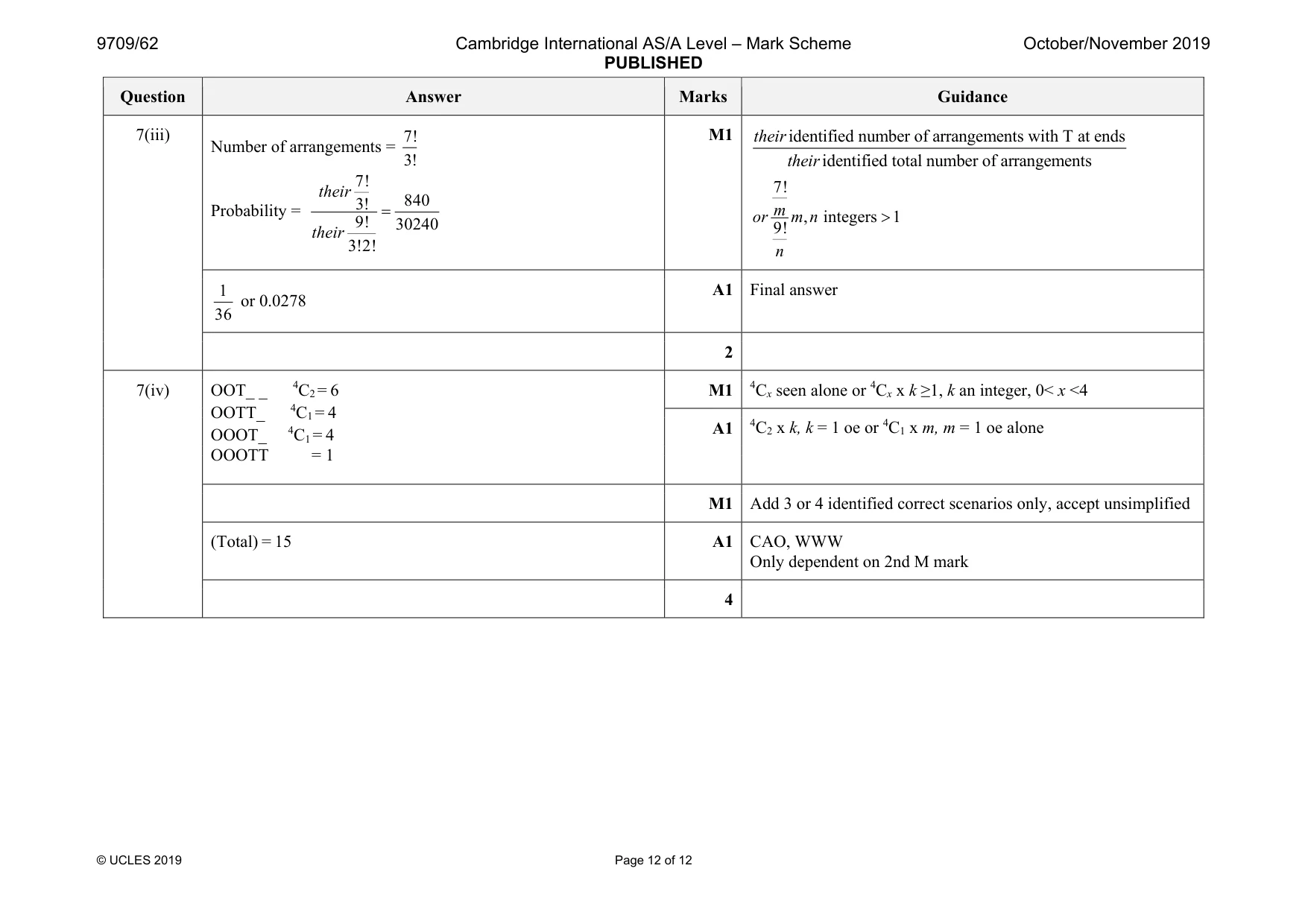 Mark scheme, page 12 of 12