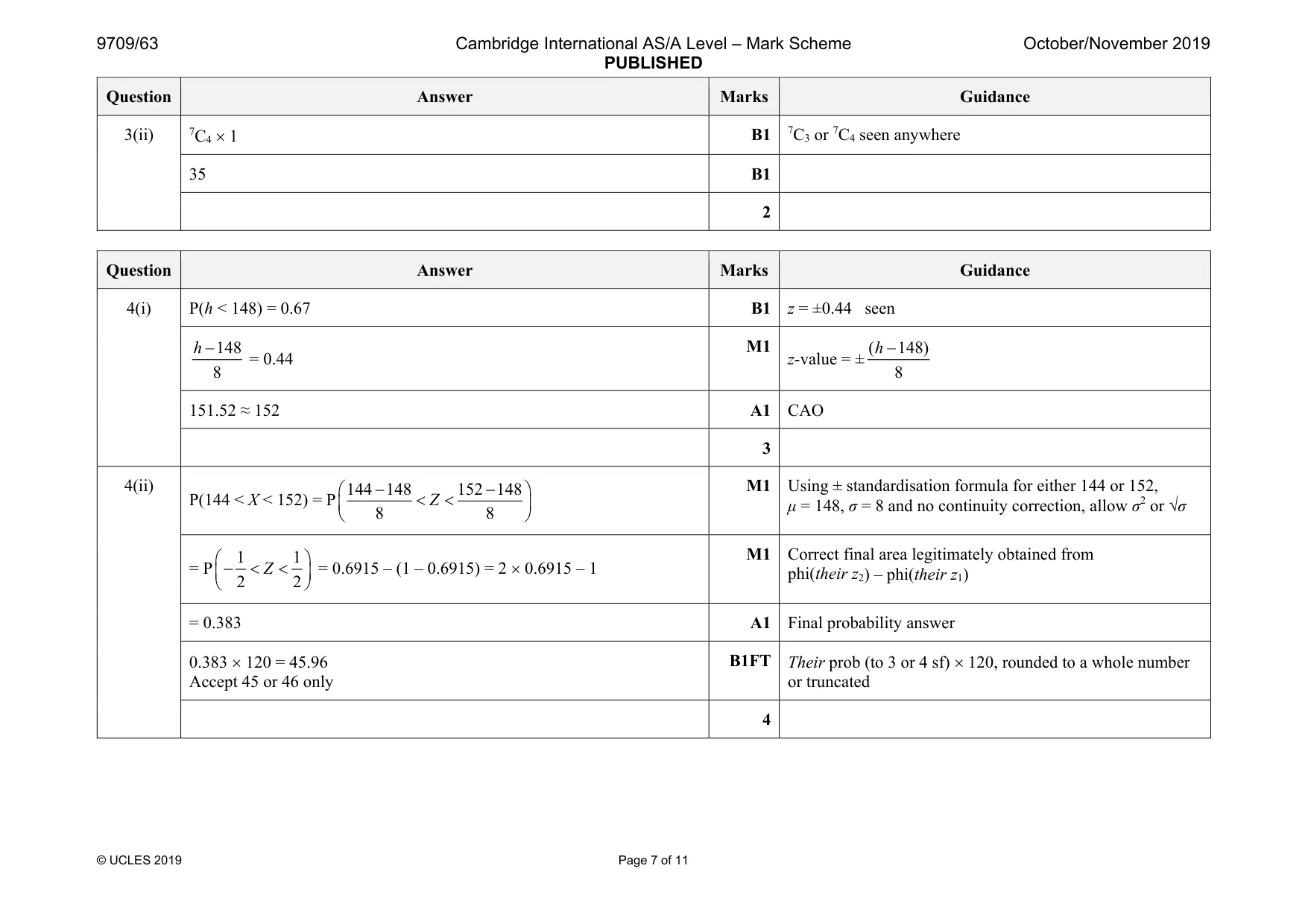 Mark scheme, page 7 of 11